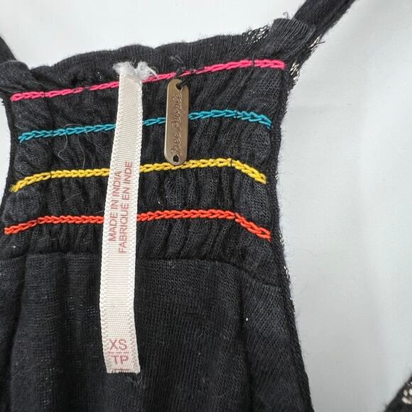 Free People Lovers Cove Women's XS Black Embroidered Sleeveless Mini Dress - Picture 5 of 9